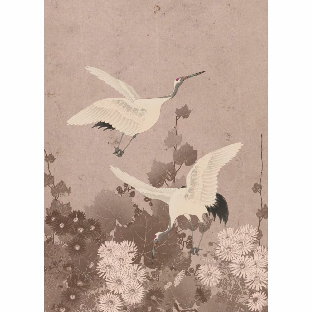 Esta Home| Kraanvogels Grijs Roze 158946 (Met Gratis Lijm)