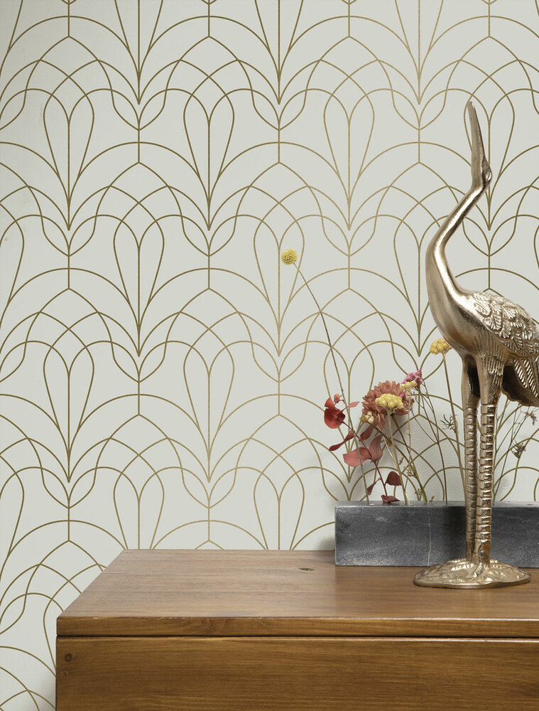 KEK Golden Lines wallpaper sand/gold (2 sheets) MW-083 (Met Gratis Lijm)