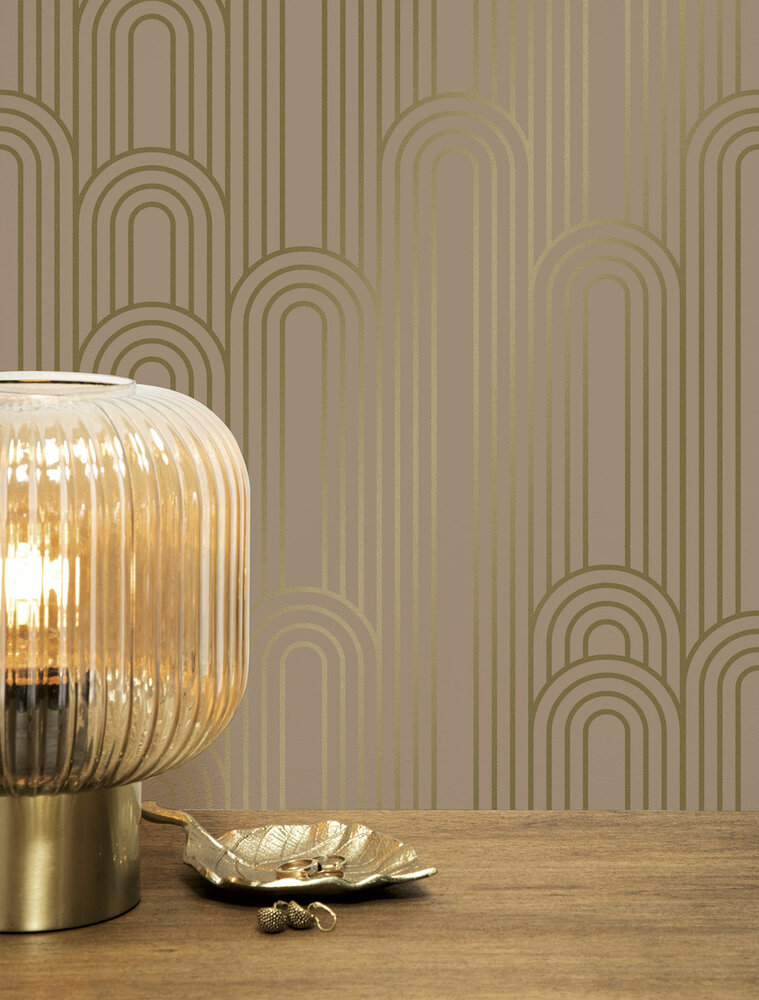 KEK Golden Lines wallpaper nude/gold (2 sheets) MW-089 (Met Gratis Lijm)