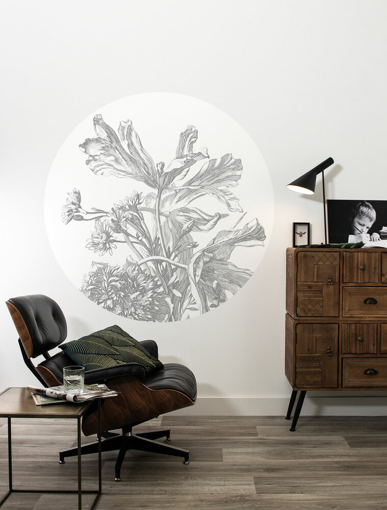KEK Wallpaper Circle Small Engraved flowers SC-060 (Met Gratis Lijm)