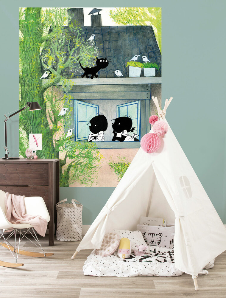 KEK Wallpaper Panel Jip &amp; Janneke Birds PA-040 (Met Gratis Lijm)