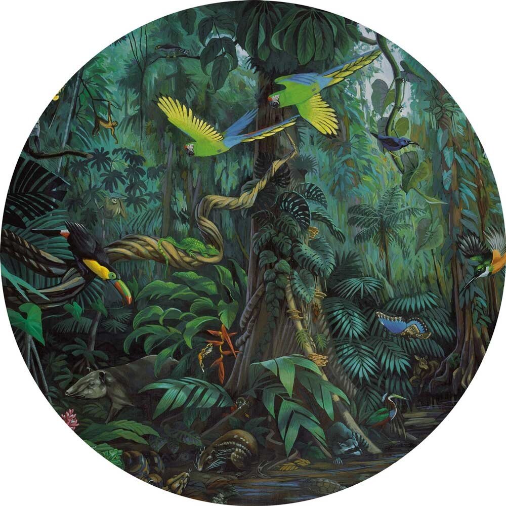 KEK Wallpaper Circle Small Tropical landscape green SC-022 (Met Gratis Lijm)