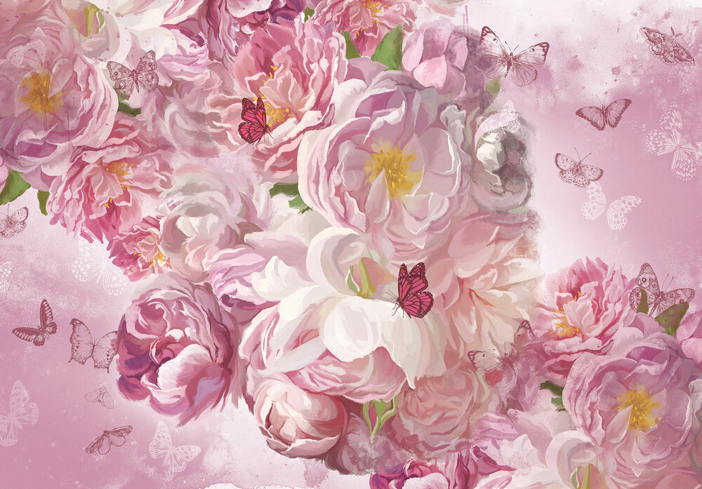 Roze Bloemen Fotobehang 15171