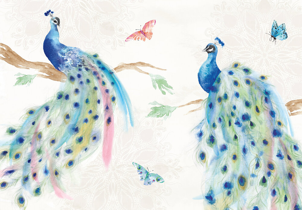 Pauwen & Vlinders Fotobehang 14384