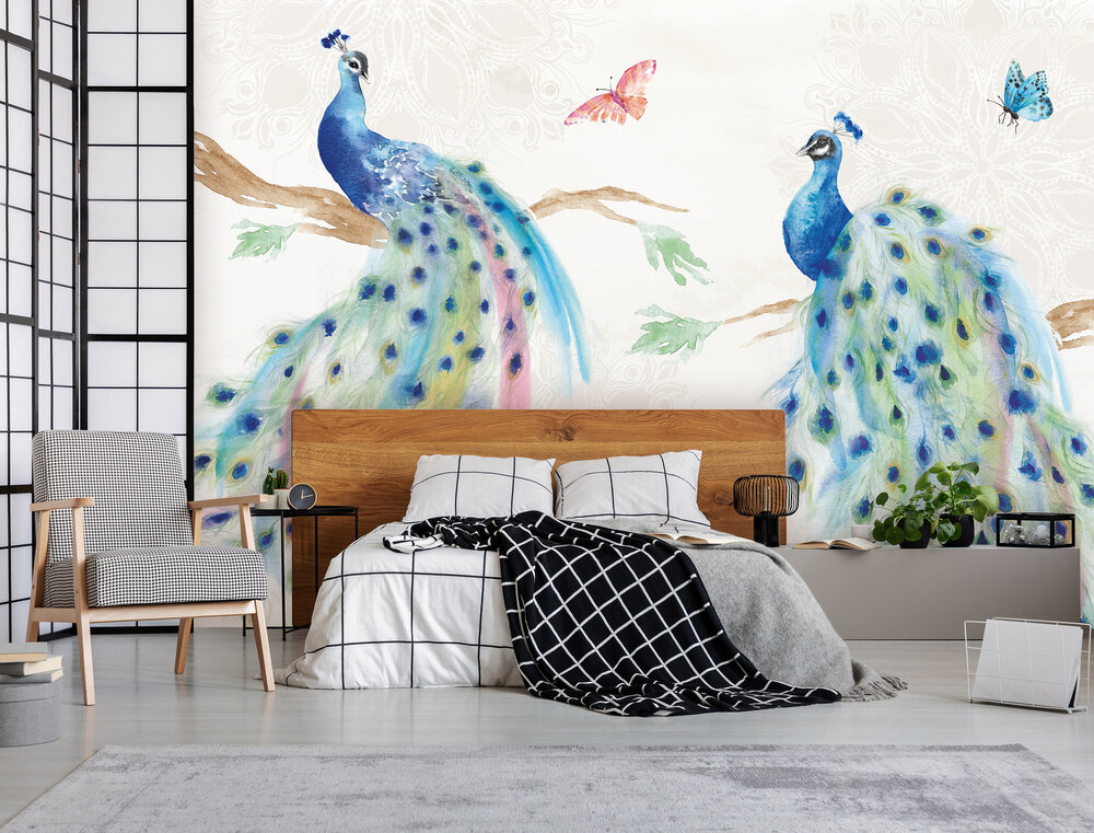 Pauwen & Vlinders Fotobehang 14384