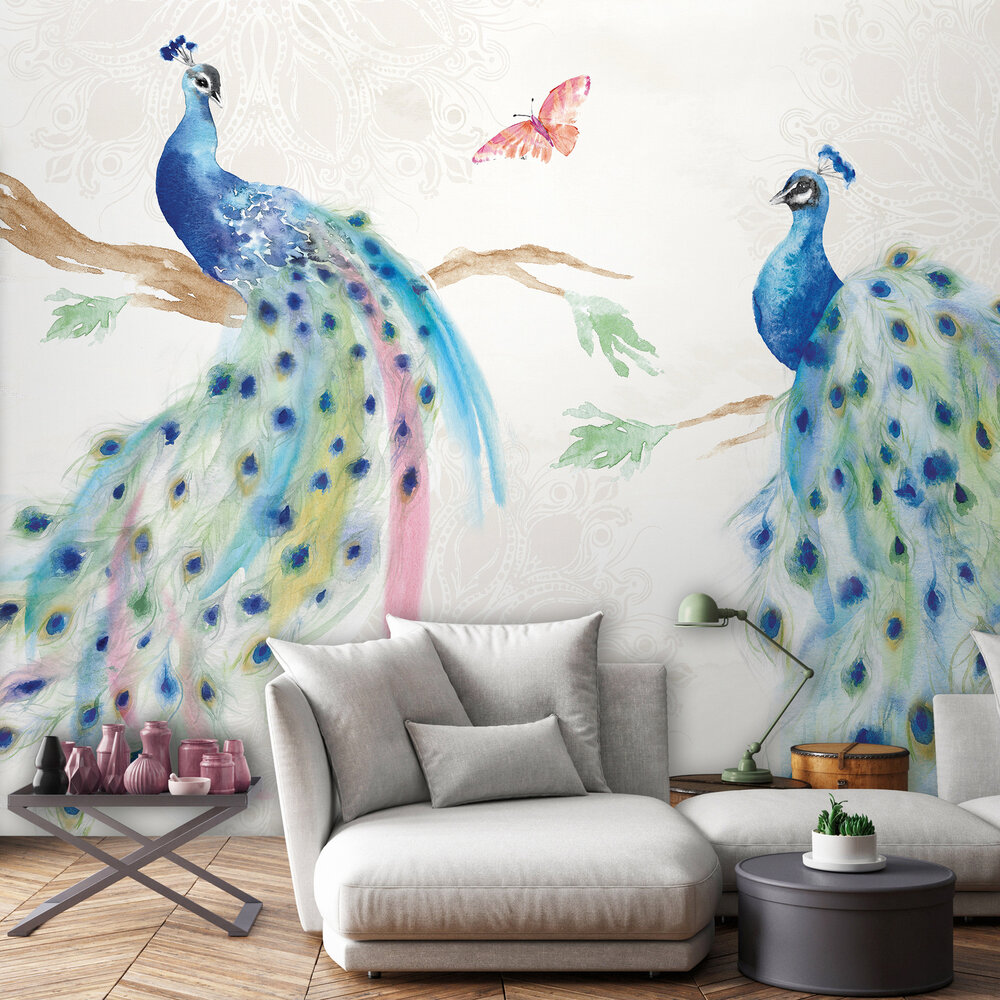 Pauwen & Vlinders Fotobehang 14384