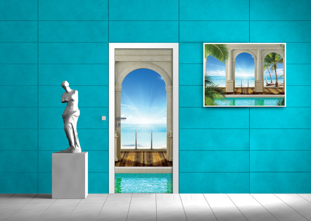 Sea Beach Sand Landscape Deurposter Fotobehang 1527VET