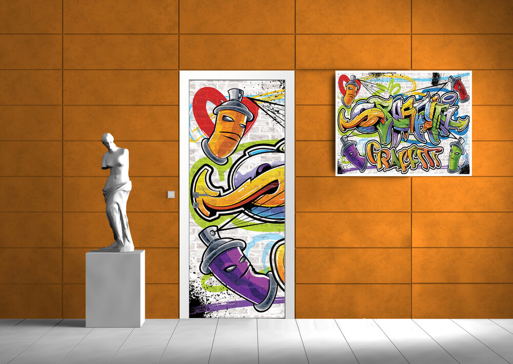 Colourful Graffiti Deurposter Fotobehang 1399VET