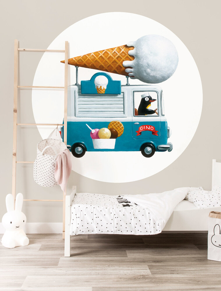 KEK Wallpaper Circle Ice cream Truck CK-039 (Met Gratis Lijm)