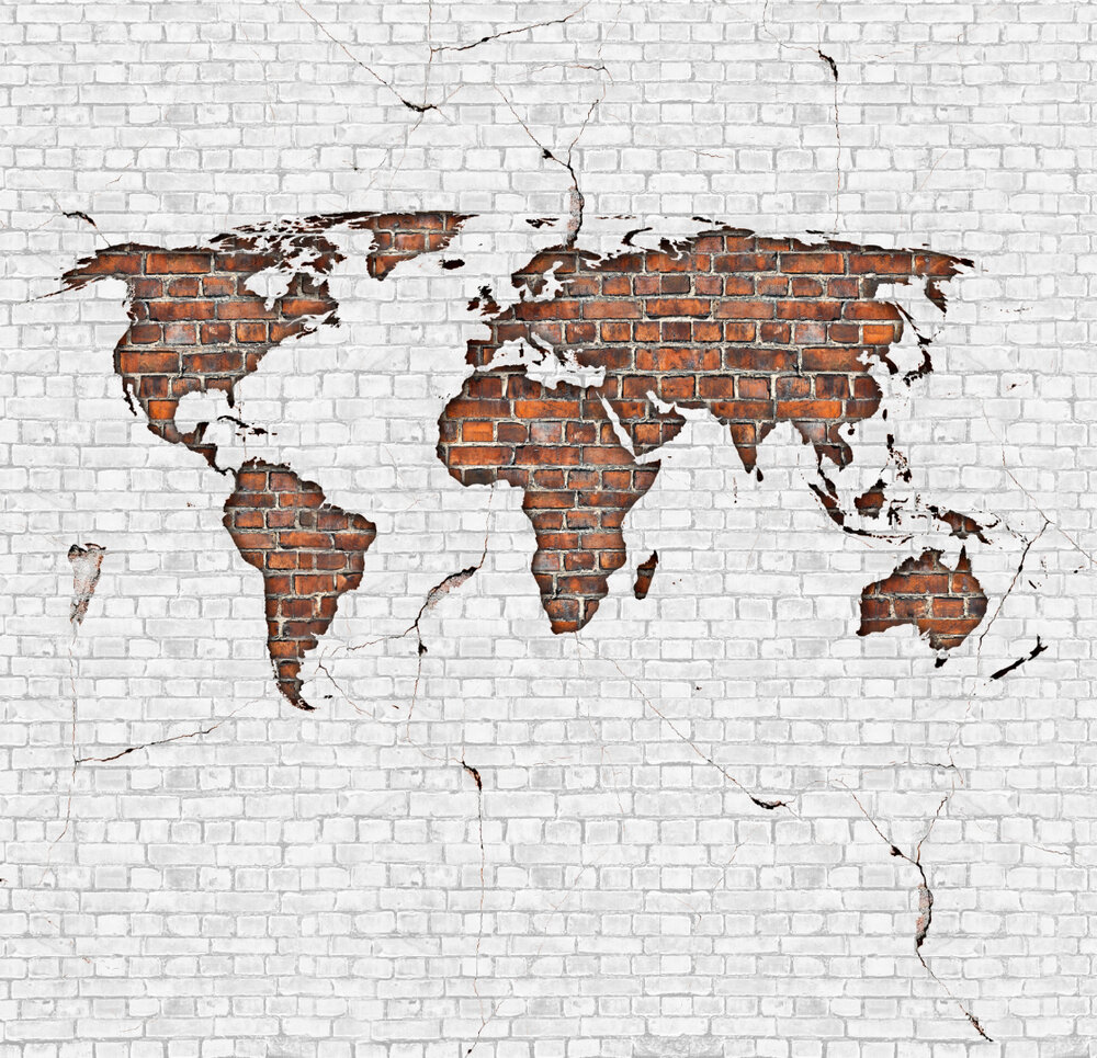 BN Wallcoverings No Limits 30569 Worldmap brick