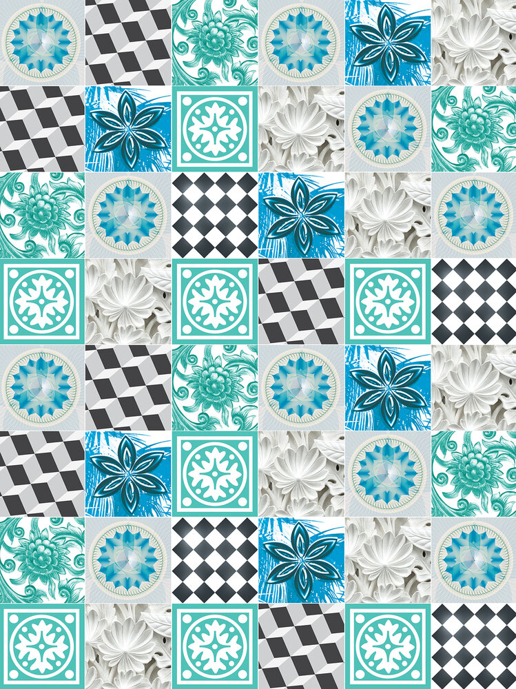 Blue Tiles Mosaic Fotobehang 10702VEA