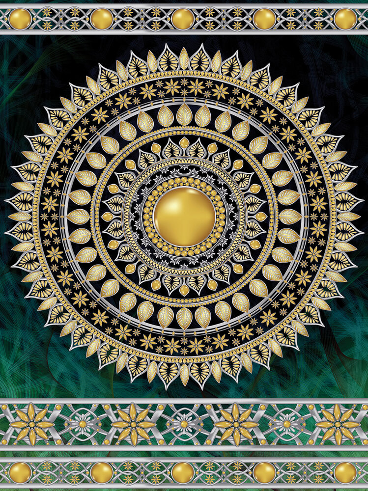 Golden Mandala in Emerald Fotobehang 10121VEA
