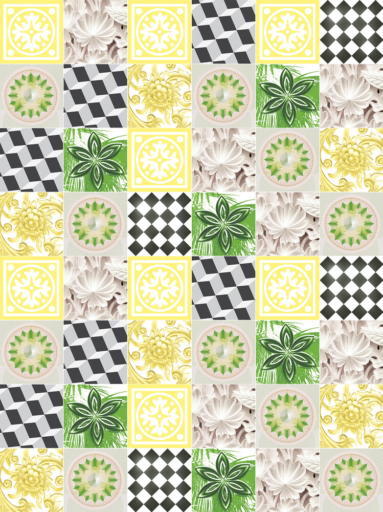 Yellow Tiles Mosaic Fotobehang 10705VEA