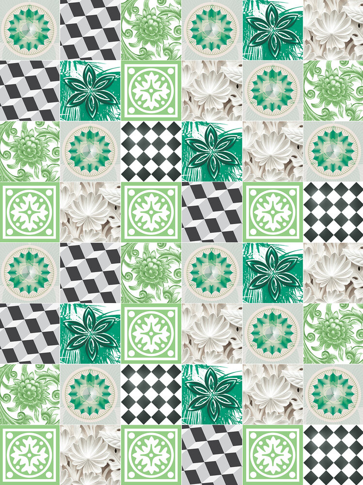 Green Tiles Mosaic Fotobehang 10706VEA
