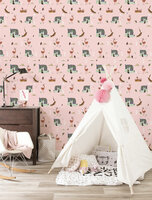 KEK Wallpaper Forest Animals pink WP-100 (Met Gratis Lijm)