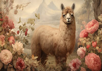 Alpaca Bloemen Fotobehang 15010