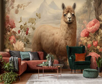 Alpaca Bloemen Fotobehang 15010