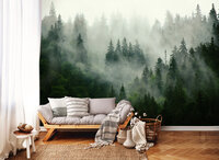 Mistig Bos Groen fotobehang