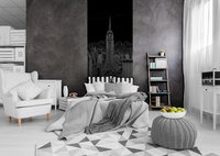 Black and White Sketch of City Deurposter Fotobehang 10687VET