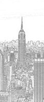 Black and White Sketch of City Deurposter Fotobehang 10688VET