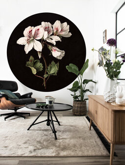 KEK Wallpaper Circle White flowers CK-071 (Met Gratis Lijm)