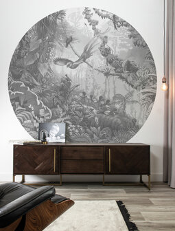 KEK Wallpaper Circle XL Tropical landscapes zw/w BC-081 (Met Gratis Lijm)