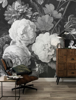 KEK Golden Age Flowers black &amp; white 4 sheets WP-585 (Met Gratis Lijm)