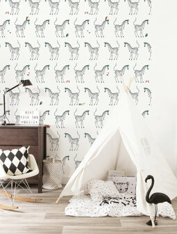 KEK Wallpaper Zebra white WP-124 (Met Gratis Lijm)