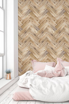 KEK Amsterdam Oak Herringbone d.bruin WP-369 (Met Gratis Lijm)