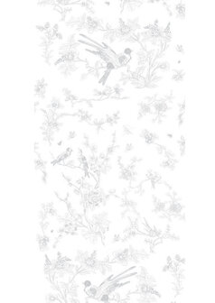 KEK Amsterdam Birds &amp; Blossom grijs WP-379 (Met Gratis Lijm)