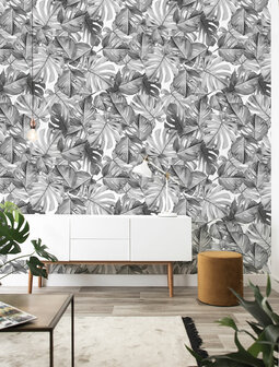 KEK Monstera black &amp; white WP-583 (Met Gratis Lijm)