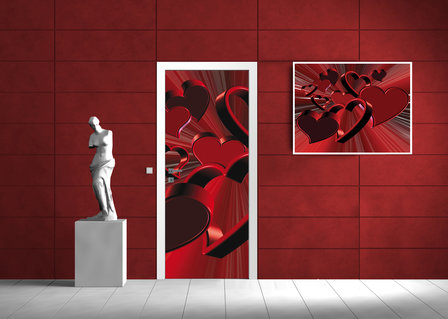 Red Hearts Art Abstract Deurposter Fotobehang 277VET