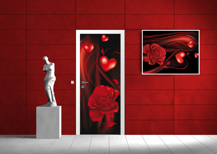 Red Hearts Art Abstract Deurposter Fotobehang 300VET