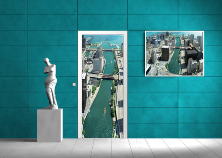 Urban City Skyline Deurposter Fotobehang 148VET