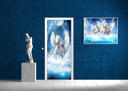 Pegasus on Blue Background Deurposter Fotobehang 588VET