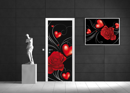 Red Hearts Art Abstract Deurposter Fotobehang 299VET