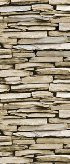 Stone Brick Wall Wood Deurposter Fotobehang 1538VET