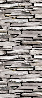 Stone Brick Wall Wood Deurposter Fotobehang 1539VET