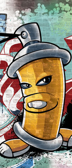 Yellow Graffiti Spray Paint Can Deurposter Fotobehang 1397VET