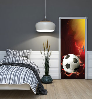 Football on Red Background Deurposter Fotobehang 3384VET