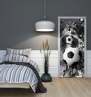 Footballs in 3D Puzzle Tunnel Deurposter Fotobehang 3382VET