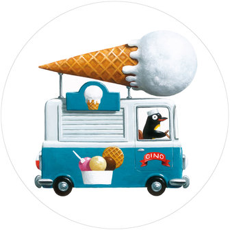 KEK Wallpaper Circle Ice cream Truck CK-039 (Met Gratis Lijm)
