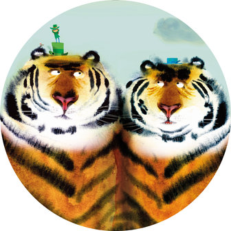 KEK Wallpaper Circle Two Tigers CK-041 (Met Gratis Lijm)