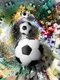 Footballs in 3D Puzzle Tunnel Fotobehang 20100VEA