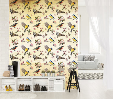 Little Birds and Floral Patterns Fotobehang 10402VEA