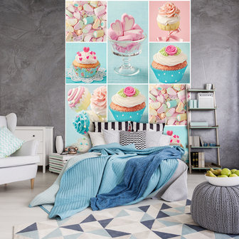 Colourful Cupcakes and Marshmallows Fotobehang 10447VEA