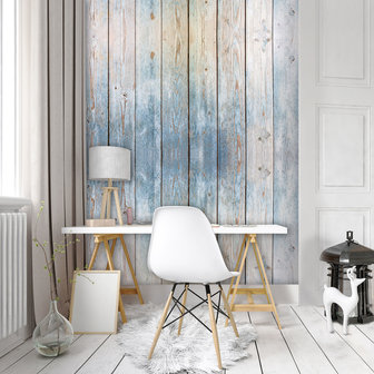 Blue Wooden Planks Fotobehang 10670VEA