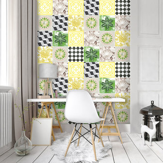 Yellow Tiles Mosaic Fotobehang 10705VEA