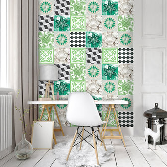 Green Tiles Mosaic Fotobehang 10706VEA