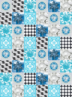 Blue Tiles Mosaic Fotobehang 10707VEA